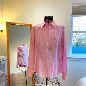UNITED COLORS OF BENETTON striped pink and white long sleeved shirt size M
